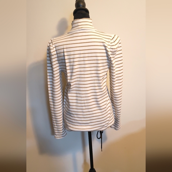 J.crew white & gold Turtle neck top Long Sleeve size large - Picture 5 of 9
